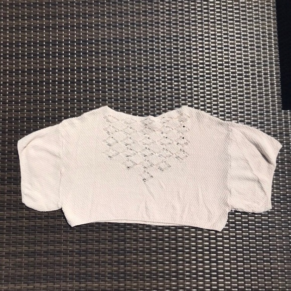 Cream cropped knit sweater - Picture 3 of 4